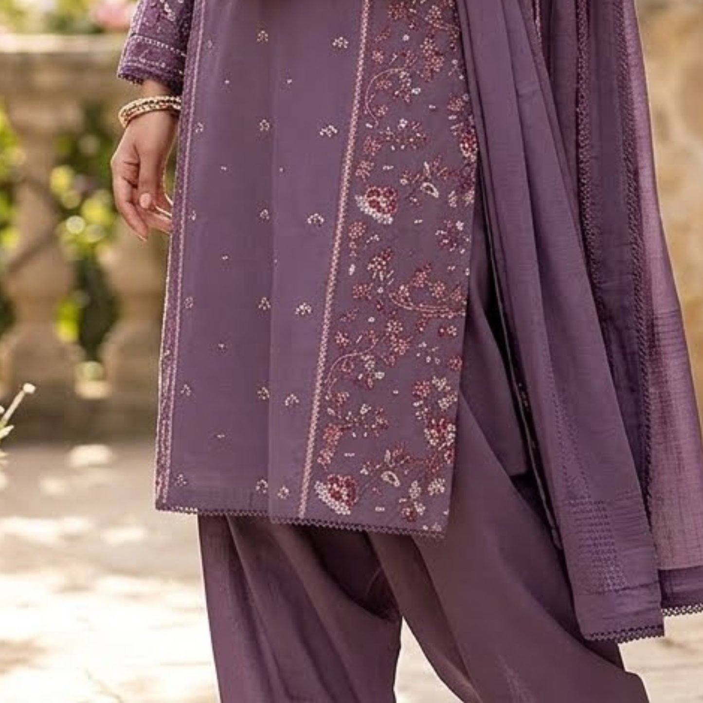 Premium Plain Cotton Embroidered Suit - 3 Piece Luxury Formal Dress