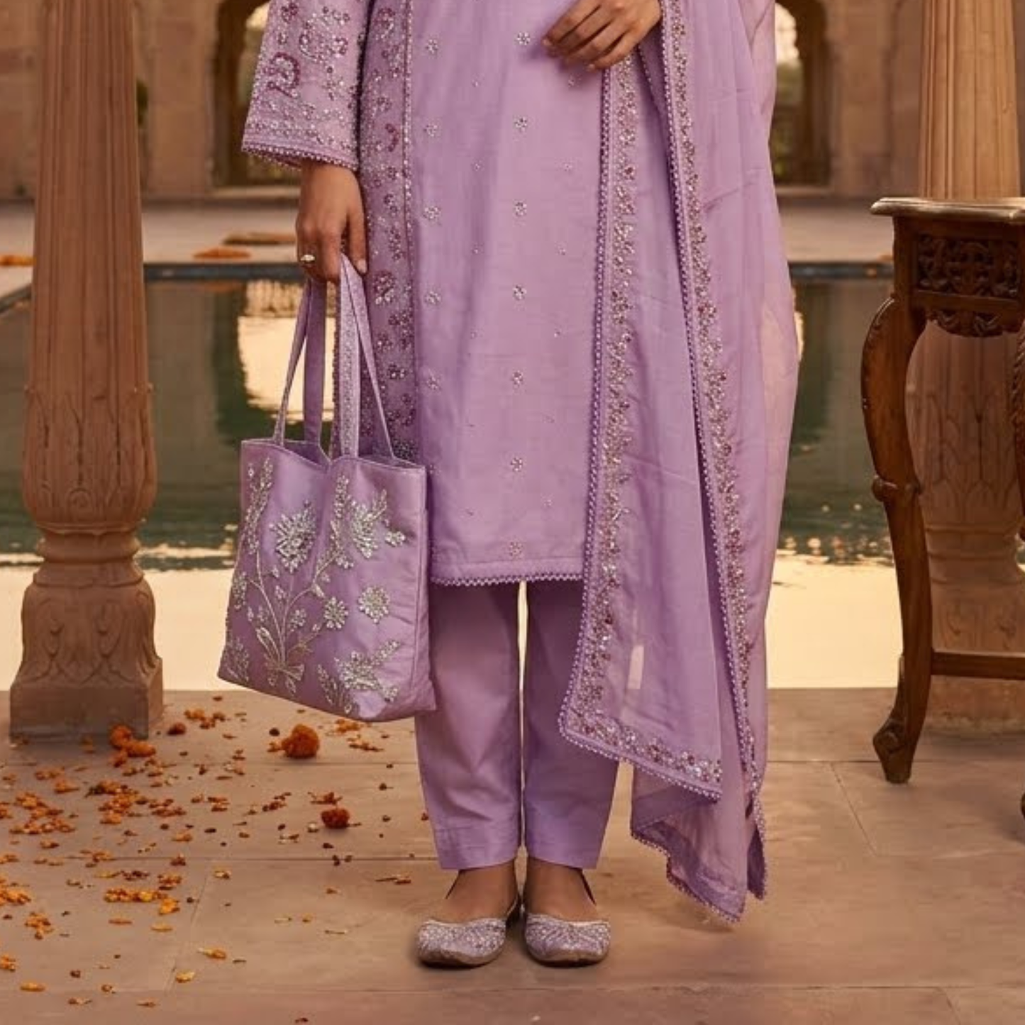 Premium Plain Cotton Embroidered Suit - 3 Piece Luxury Formal Dress